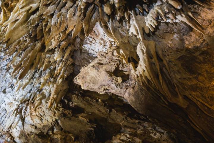 Una cara de dragón entre las formaciones de la Cueva de Masero, en las Cuevas de Fuentes de León, en la provincia de Badajoz.
