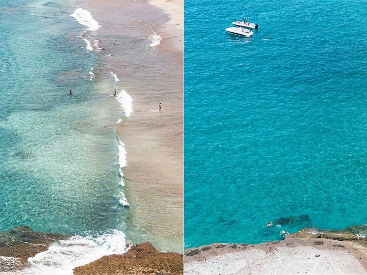 El color de sus aguas invita al baño.