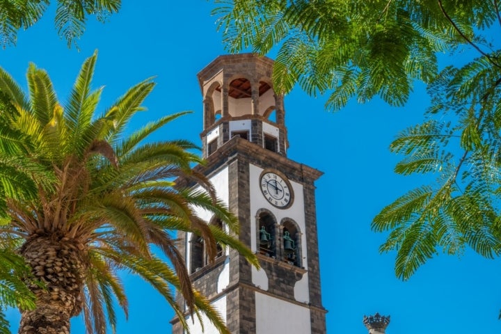 Bell tower of the cathedral of Santa Cruz de Tenerife, Tenerife Island, Canary Islands, Spain