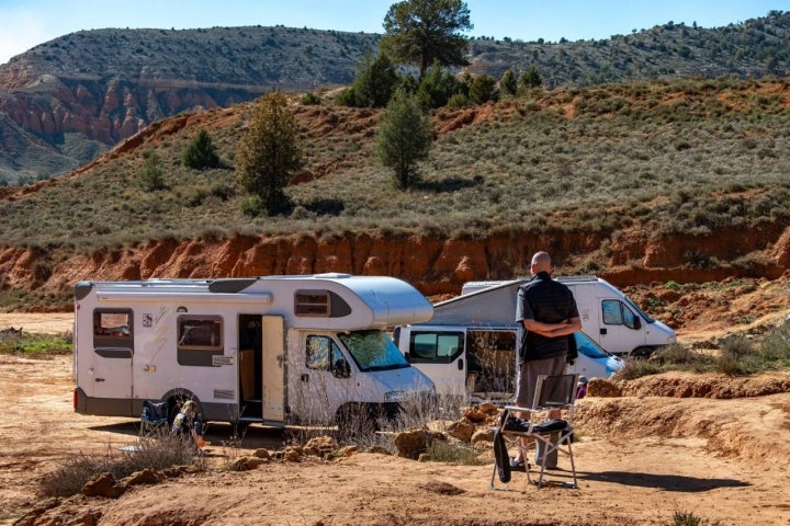 Autocaravanas en la zona de Barrachina, Teruel