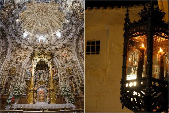 Sagrario de la Parroquia de San Mateo y lumbre nazarena. Fotos: Thzimage y Carmen Franco / Turismo de Lucena.