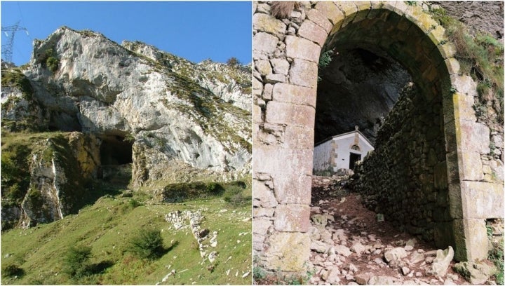 Este es el premio que nos espera al final de la ruta: la cueva y la ermita de San Adrián. Foto: Parque natural de Aizkorri-Aratz.