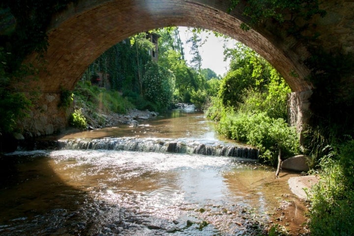 Vista del puente sobre la riera de Arbucies.