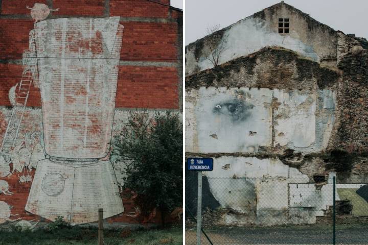 Street art en Ordes: 'Galicia caníbal', del italiano Blu y 'Memoria' del argentino Bosoletti