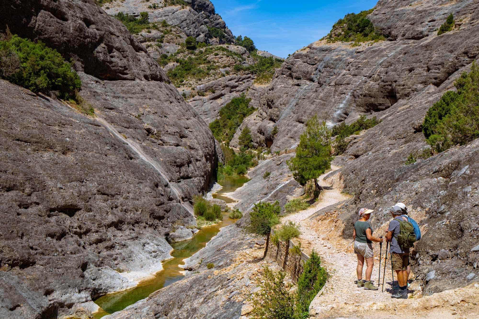 Las “brechas” de las laderas permiten ver cómo se ha ido erosionando el conglomerado hasta formar este cañón.