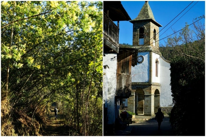 camino y pueblo en el valle del esva