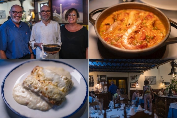 Los hermanos Rafecas, del restaurante La Nansa de Sitges, junto a algunos de sus platos