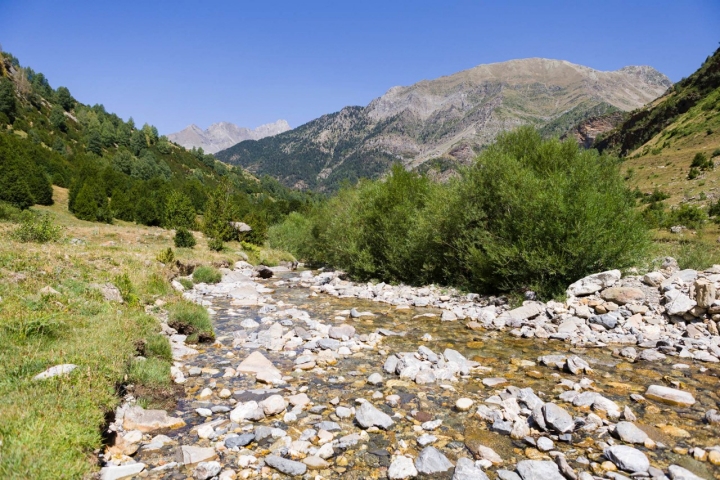 El río lleva poca agua, pero está muy fría.