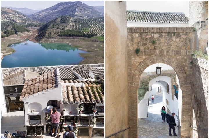 Las calles empinadas de Iznájar conducen al castillo y al cementerio, entre los más bellos de Andalucía.