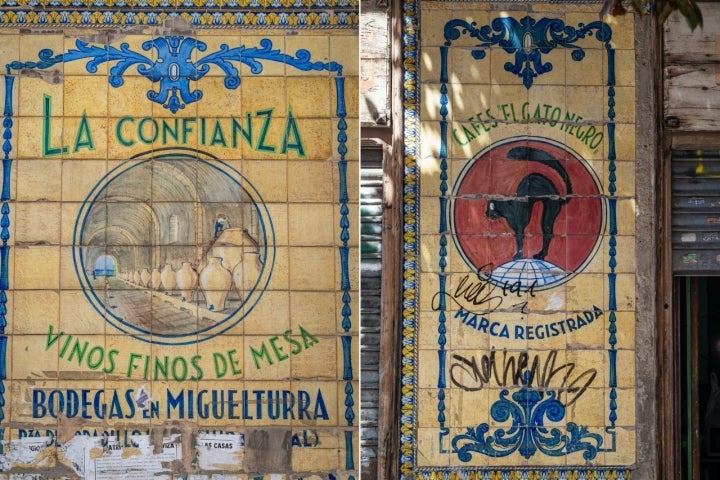 Azulejos antiguos en tiendas de Vallecas