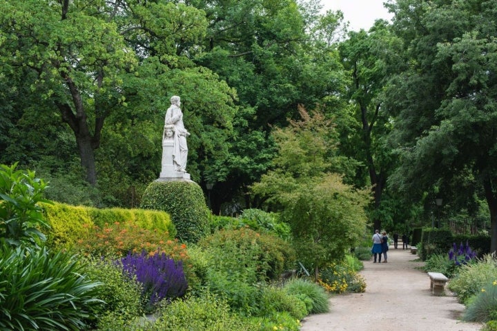 Avenida de las estatuas dedicadas a los ex directores del Real Jardín Botánico de Madrid.