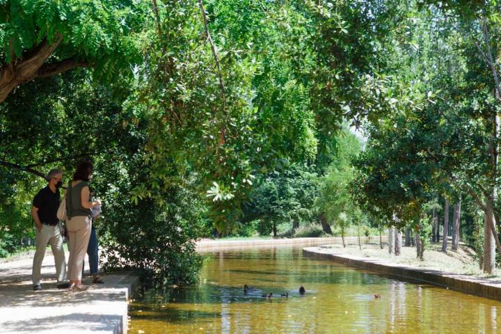 Un río artificial de 200 metros refresca el ambiente de La Quinta de Vista Alegre.